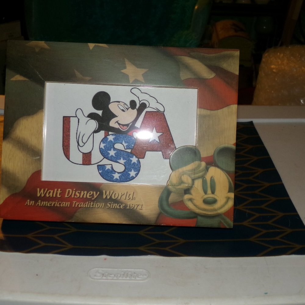 wood & glass Disney mickey frame. from Disney world.